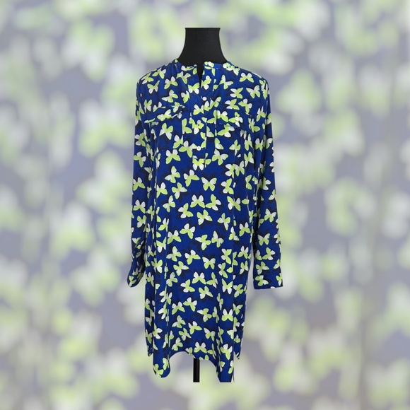 GAP Blue Henley Printed Butterfly Dress Size XS - Picture 1 of 7